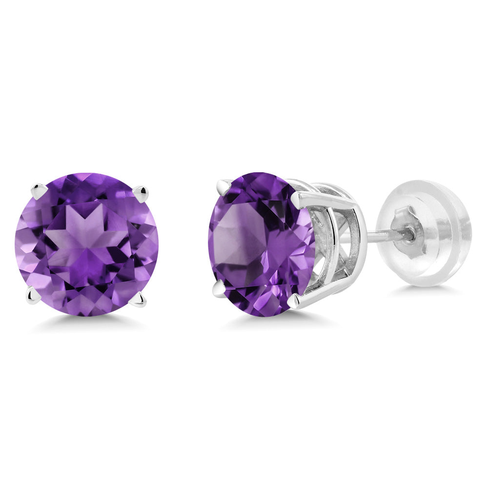 Amethyst - February_Earrings in 14K White Gold