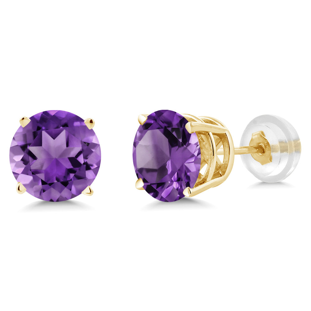 Amethyst - February_Earrings in 14K Yellow Gold