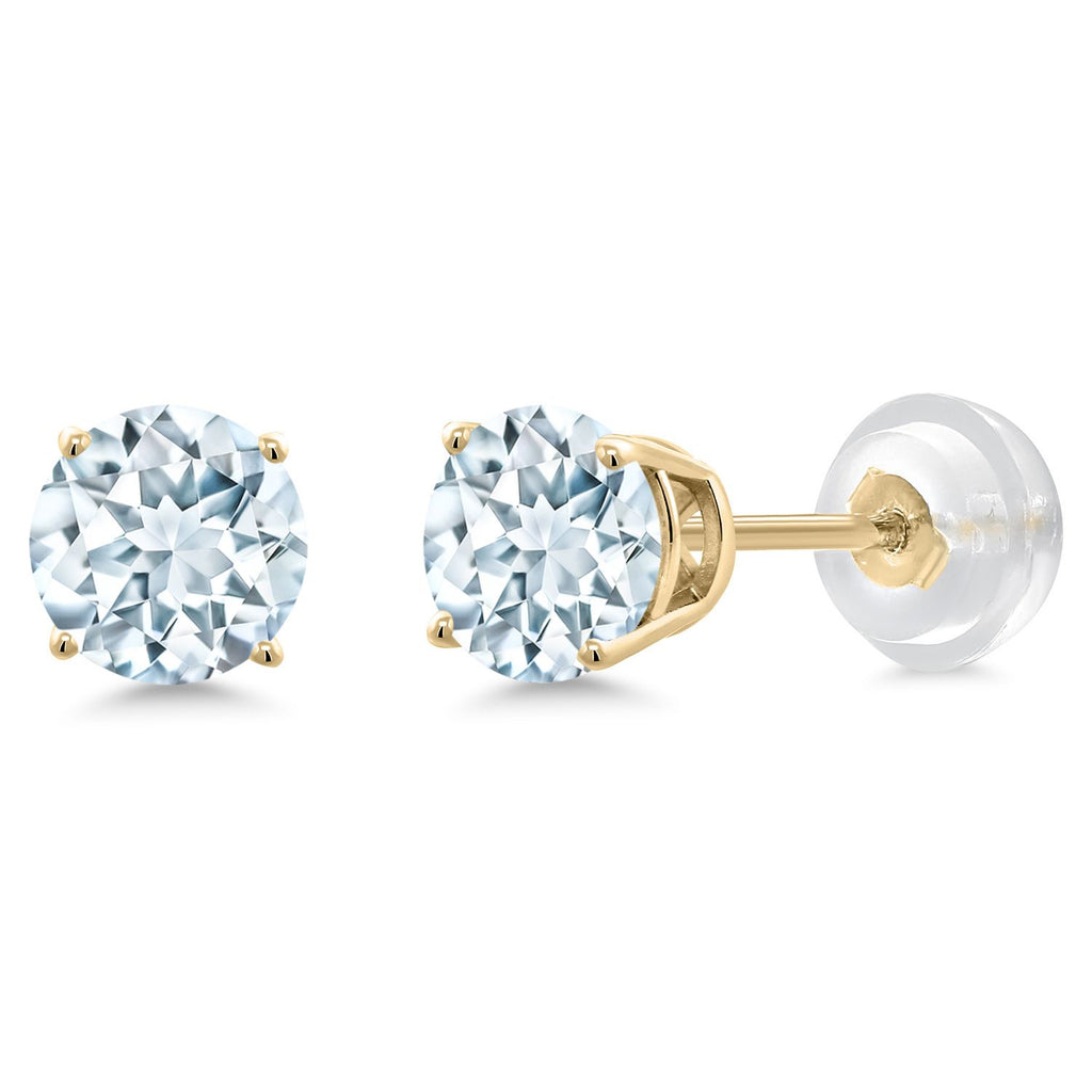 Aquamarine - March_Earrings in 14K Yellow Gold