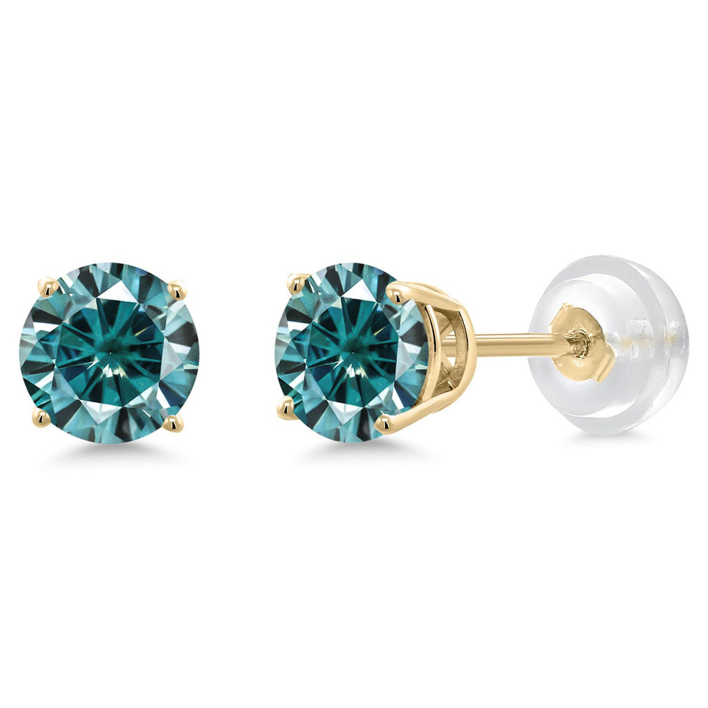 Gem Stone King 14K Yellow Gold Round 5MM Gemstone Birthstone Stud Earrings | Gold Earrings For Women Men