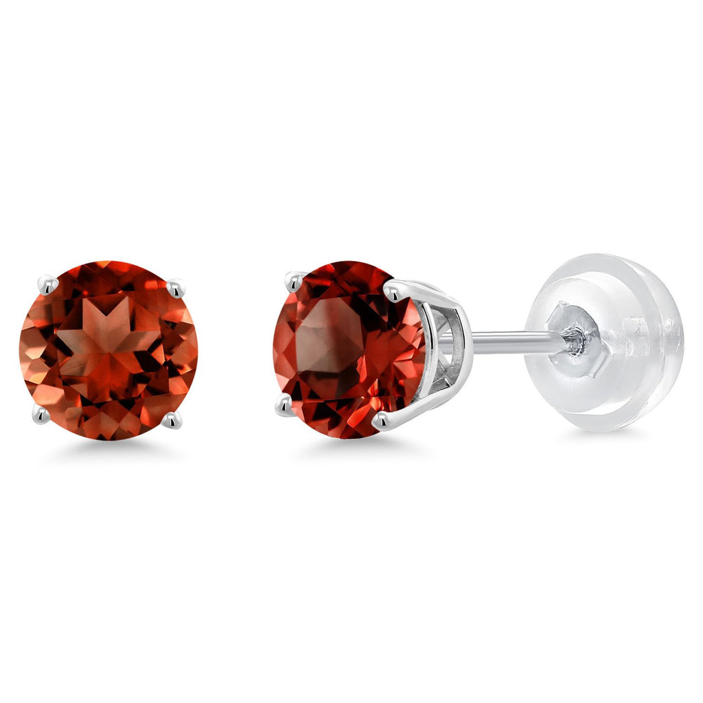 Gem Stone King 14K White Gold Round 5MM Gemstone Birthstone Stud Earrings | White Gold Earrings For Women Men