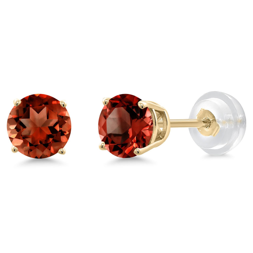 Gem Stone King 14K Yellow Gold Purple Amethyst Stud Earrings For Women Men (0.90 Cttw, Gemstone Birthstone, Round 5MM)