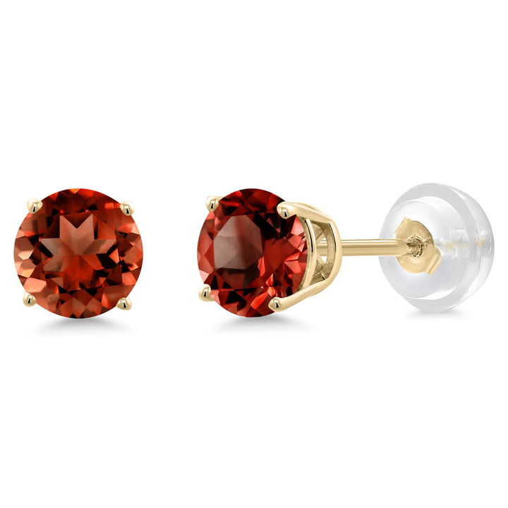 Gem Stone King 14K Yellow Gold Purple Amethyst Stud Earrings For Women Men (0.90 Cttw, Gemstone Birthstone, Round 5MM)
