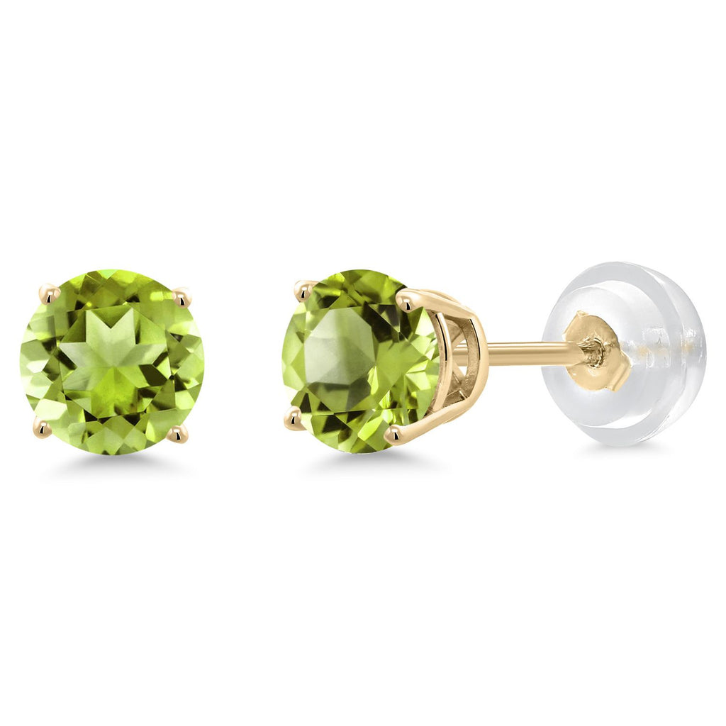 Gem Stone King 14K Yellow Gold Purple Amethyst Stud Earrings For Women Men (0.90 Cttw, Gemstone Birthstone, Round 5MM)
