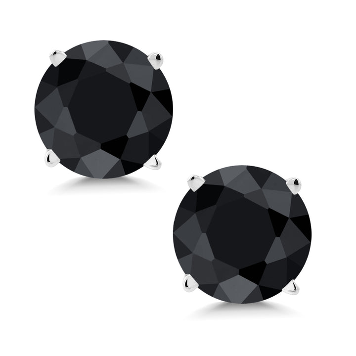 Black Sapphire - September_Earrings in 14K White Gold