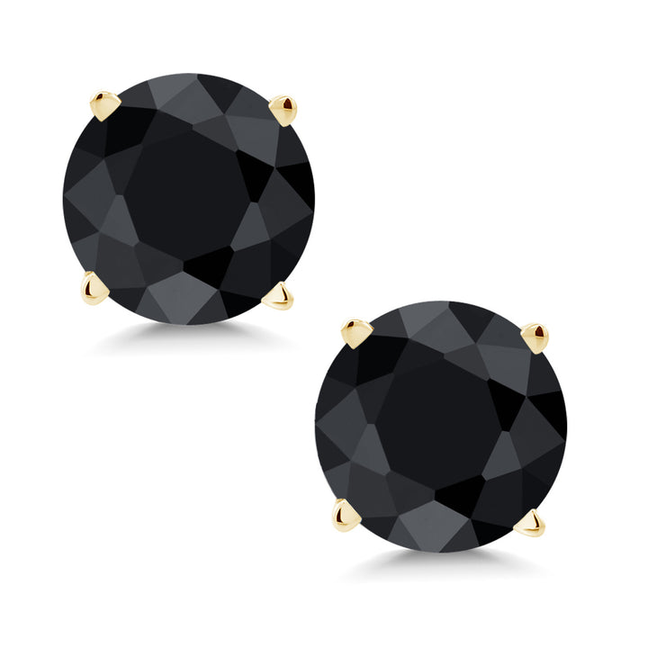 Black Sapphire - September_Earrings in 14K Yellow Gold