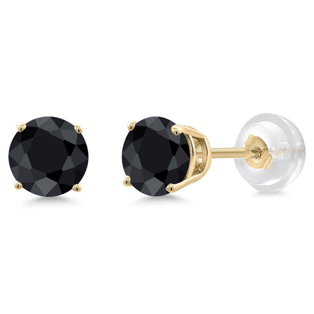 Black Sapphire - September_Earrings in 14K Yellow Gold
