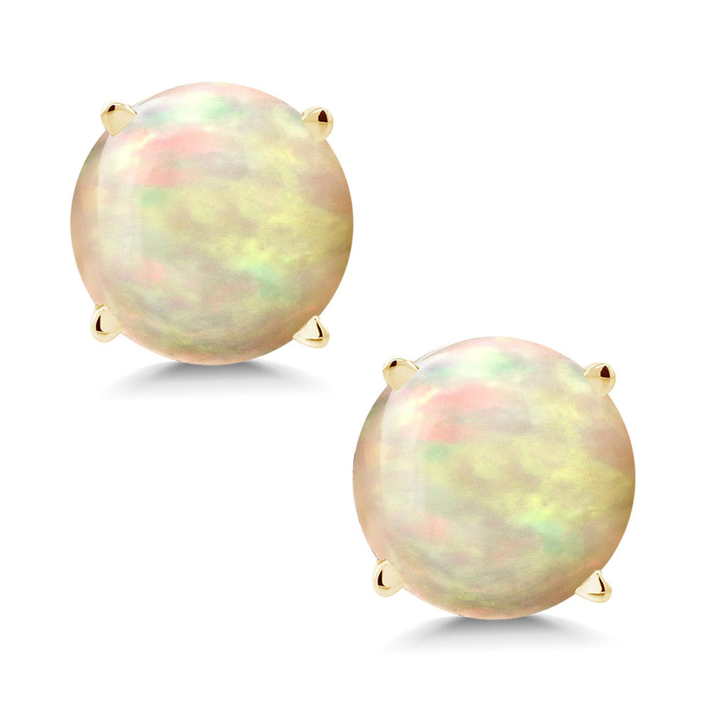 Gem Stone King 14K Yellow Gold Gemstone Birthstone Stud Earrings | Round 6MM | Gold Earrings For Women Men
