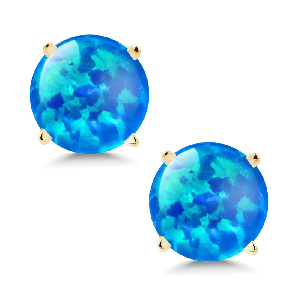 Gem Stone King 14K Yellow Gold Gemstone Birthstone Stud Earrings | Round 6MM | Gold Earrings For Women Men
