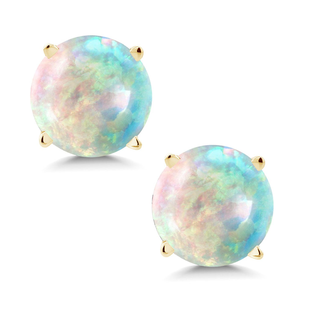 Gem Stone King 14K Yellow Gold Gemstone Birthstone Stud Earrings | Round 6MM | Gold Earrings For Women Men