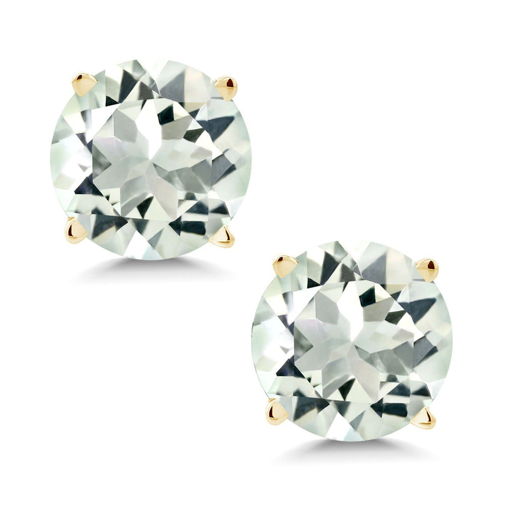 Gem Stone King 14K Yellow Gold Gemstone Birthstone Stud Earrings | Round 6MM | Gold Earrings For Women Men