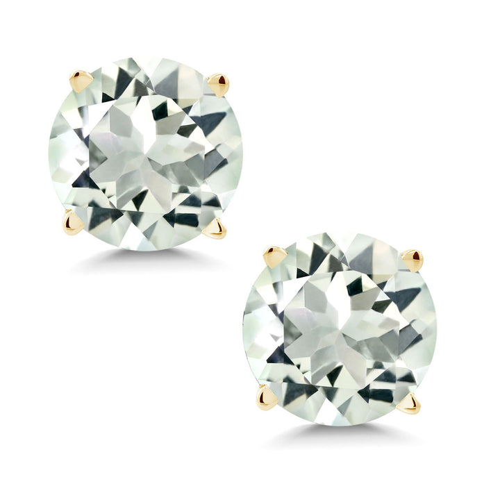 Gem Stone King 14K Yellow Gold Gemstone Birthstone Stud Earrings | Round 6MM | Gold Earrings For Women Men