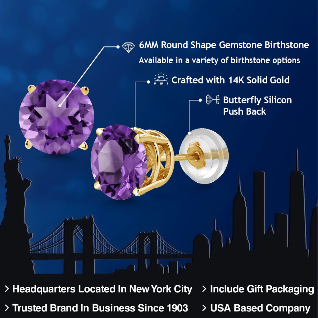 Amethyst - February_Earrings in 14K Yellow Gold