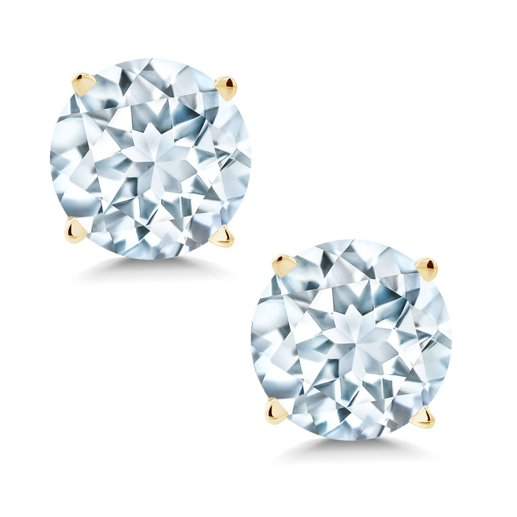 Gem Stone King 14K Yellow Gold Gemstone Birthstone Stud Earrings | Round 6MM | Gold Earrings For Women Men