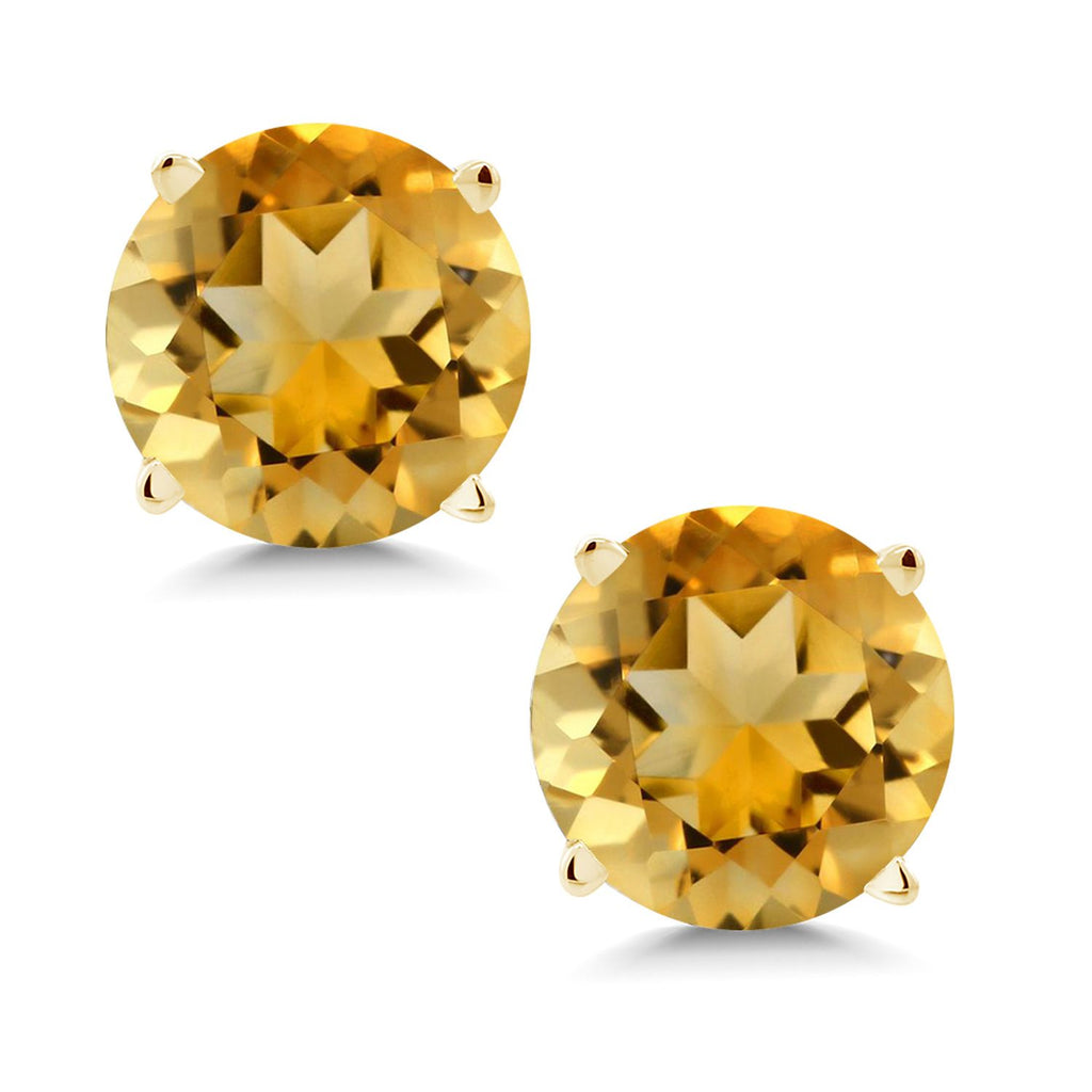 Gem Stone King 14K Yellow Gold Gemstone Birthstone Stud Earrings | Round 6MM | Gold Earrings For Women Men