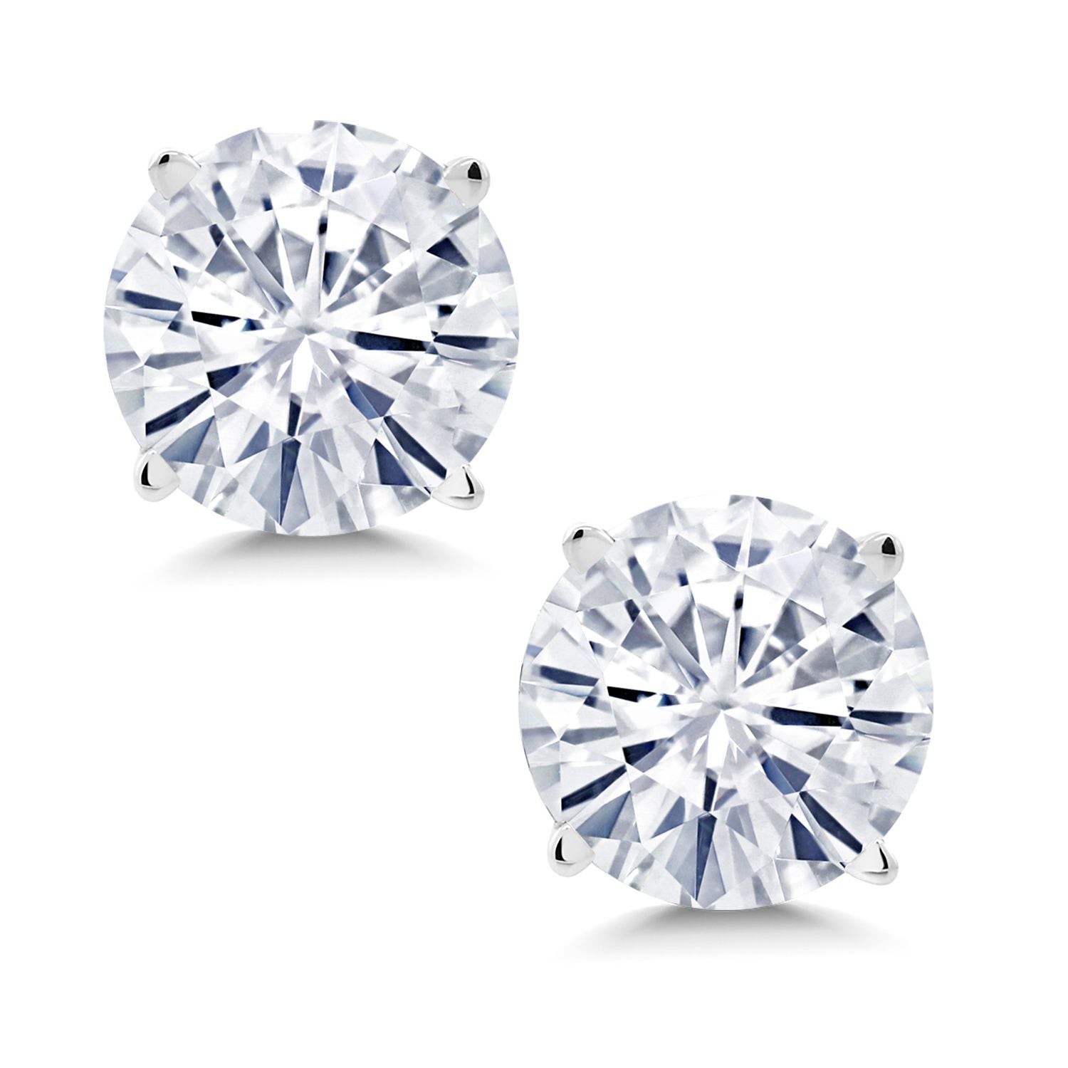 14K White Gold Round Forever Classic Moissanite from Charles & Colvard Stud Earrings For Women Men (1.60 Cttw, Round 6MM)