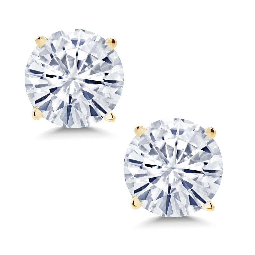 Gem Stone King 14K Yellow Gold Gemstone Birthstone Stud Earrings | Round 6MM | Gold Earrings For Women Men