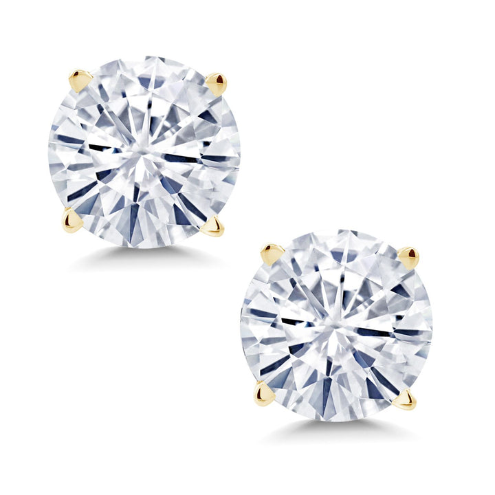 Gem Stone King 14K Yellow Gold Gemstone Birthstone Stud Earrings | Round 6MM | Gold Earrings For Women Men