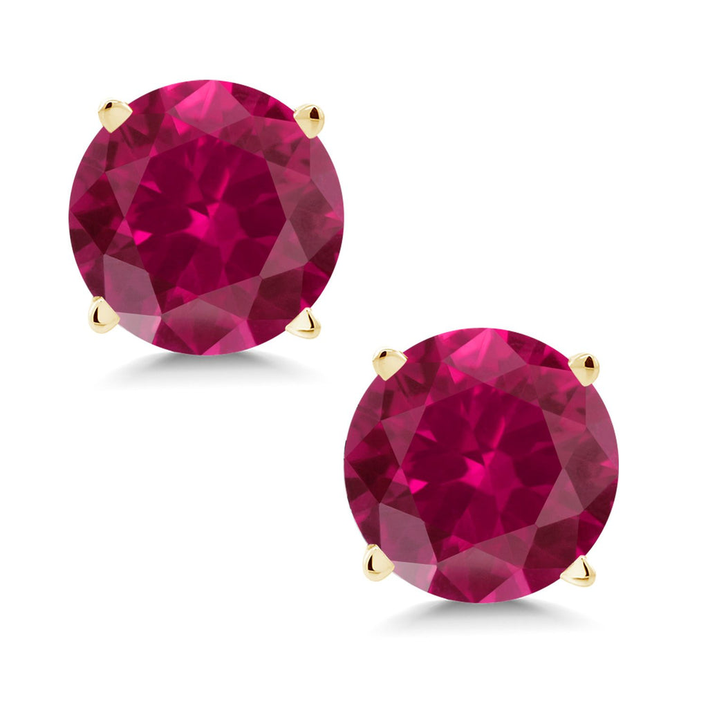 Gem Stone King 14K Yellow Gold Gemstone Birthstone Stud Earrings | Round 6MM | Gold Earrings For Women Men