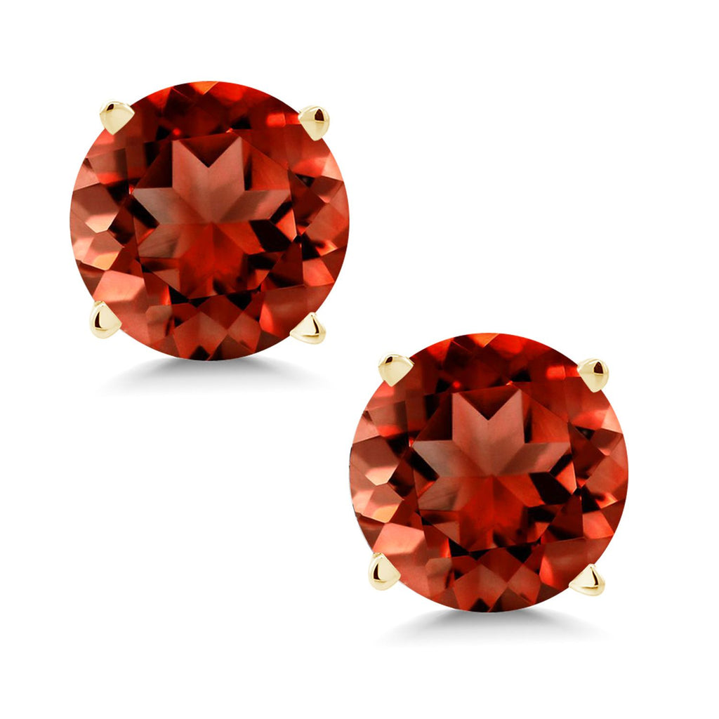 Gem Stone King 14K Yellow Gold Gemstone Birthstone Stud Earrings | Round 6MM | Gold Earrings For Women Men