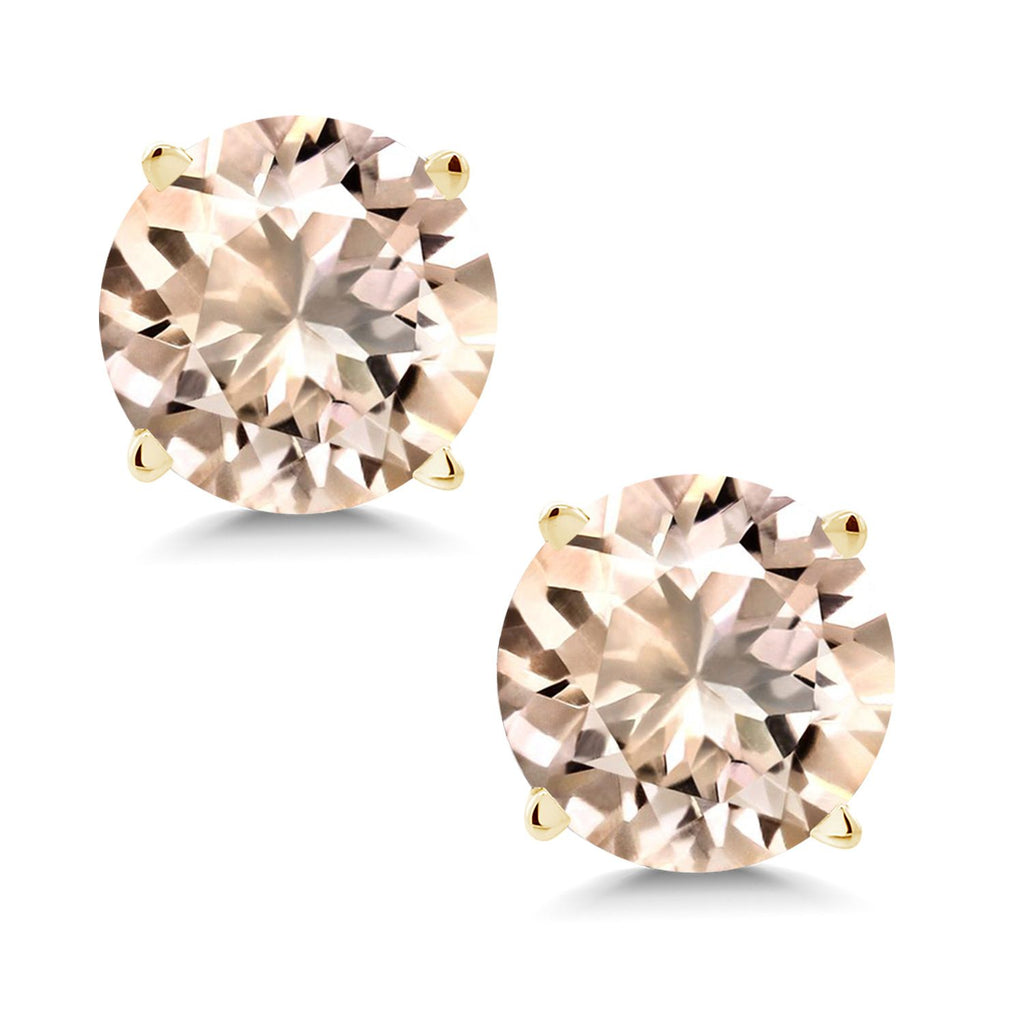 Gem Stone King 14K Yellow Gold Gemstone Birthstone Stud Earrings | Round 6MM | Gold Earrings For Women Men
