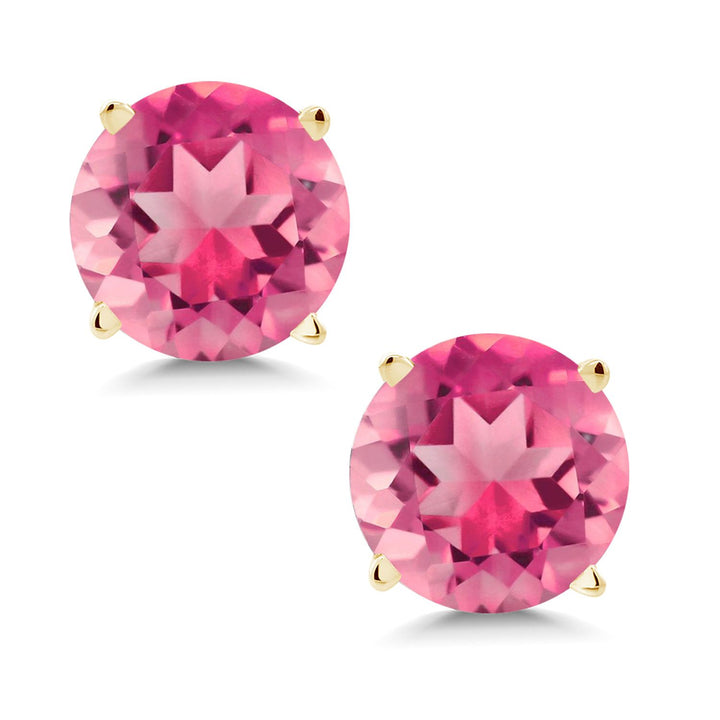 Gem Stone King 14K Yellow Gold Gemstone Birthstone Stud Earrings | Round 6MM | Gold Earrings For Women Men