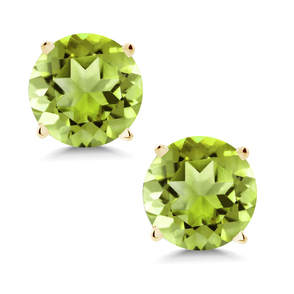 Gem Stone King 14K Yellow Gold Gemstone Birthstone Stud Earrings | Round 6MM | Gold Earrings For Women Men