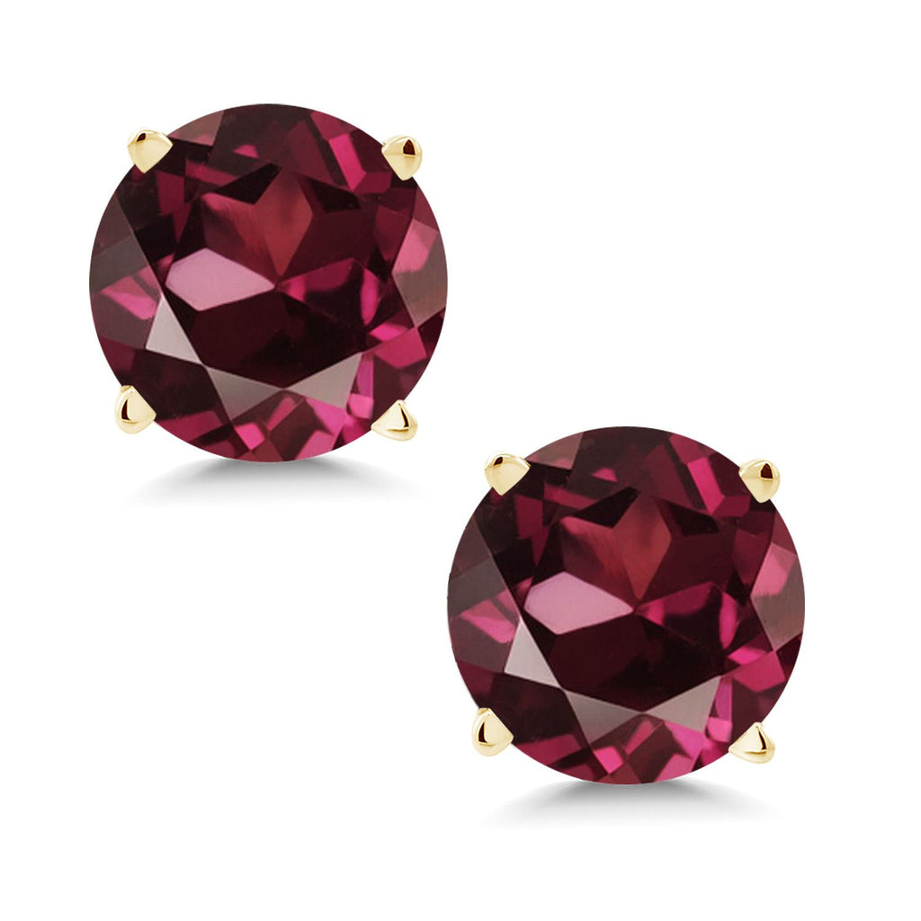 Gem Stone King 14K Yellow Gold Gemstone Birthstone Stud Earrings | Round 6MM | Gold Earrings For Women Men