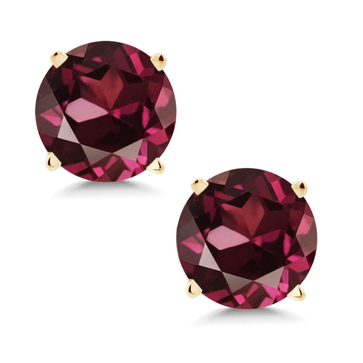 Gem Stone King 14K Yellow Gold Gemstone Birthstone Stud Earrings | Round 6MM | Gold Earrings For Women Men