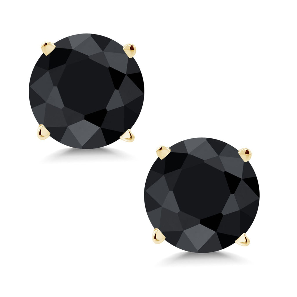 Gem Stone King 14K Yellow Gold Gemstone Birthstone Stud Earrings | Round 6MM | Gold Earrings For Women Men