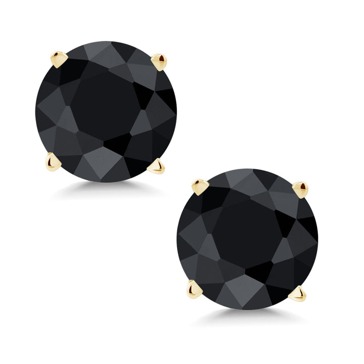 Gem Stone King 14K Yellow Gold Gemstone Birthstone Stud Earrings | Round 6MM | Gold Earrings For Women Men