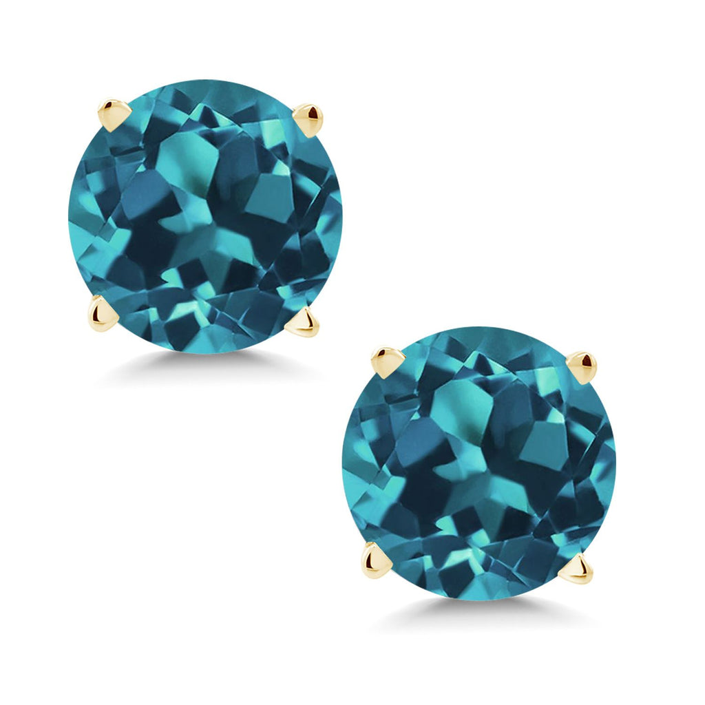 London Blue Topaz - November_Earrings in 14K Yellow Gold