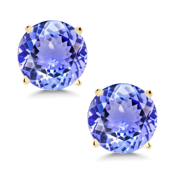 Gem Stone King 14K Yellow Gold Gemstone Birthstone Stud Earrings | Round 6MM | Gold Earrings For Women Men