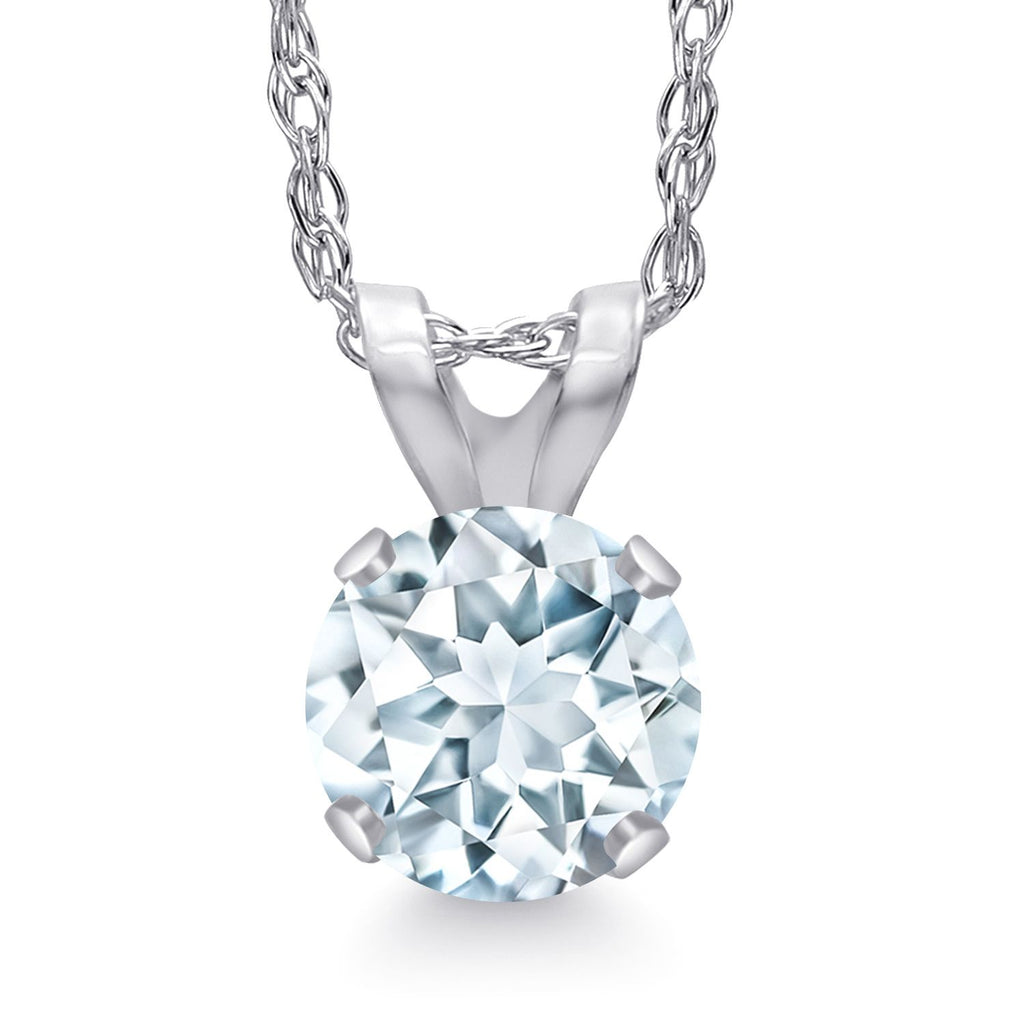 Aquamarine - March_Pendant in 14K White Gold