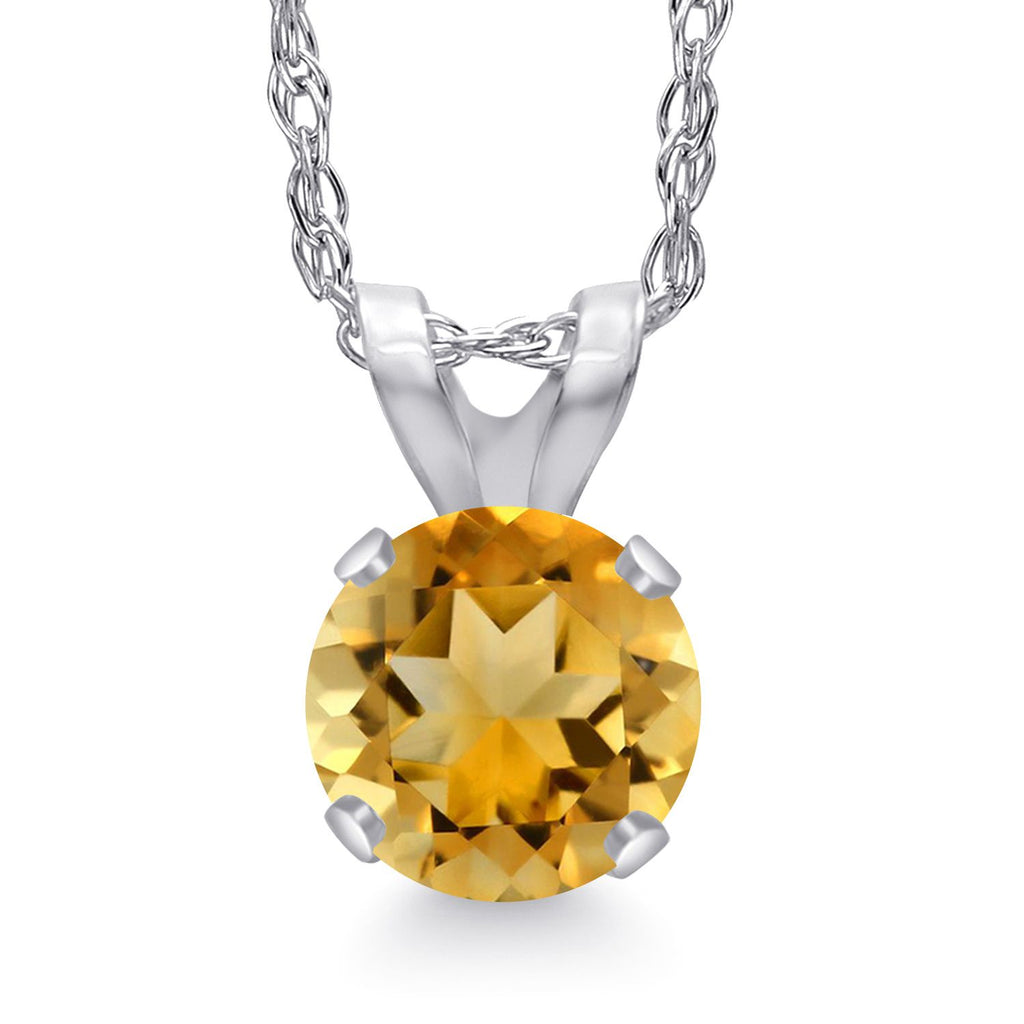 Citrine - November_Pendant in 14K White Gold