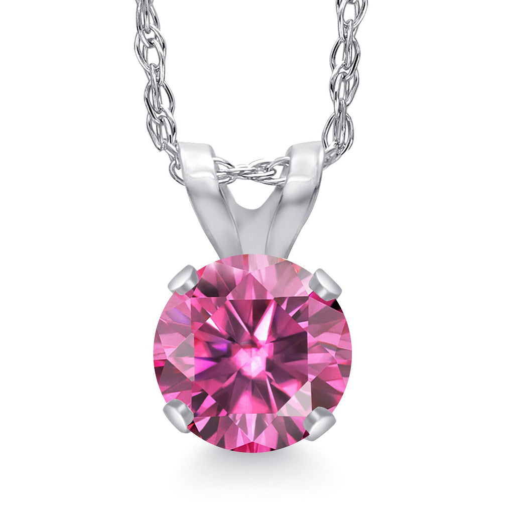 Pink Moissanite_Pendant in 14K White Gold