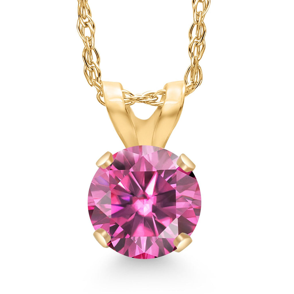 Pink Moissanite_Pendant in 14K Yellow Gold