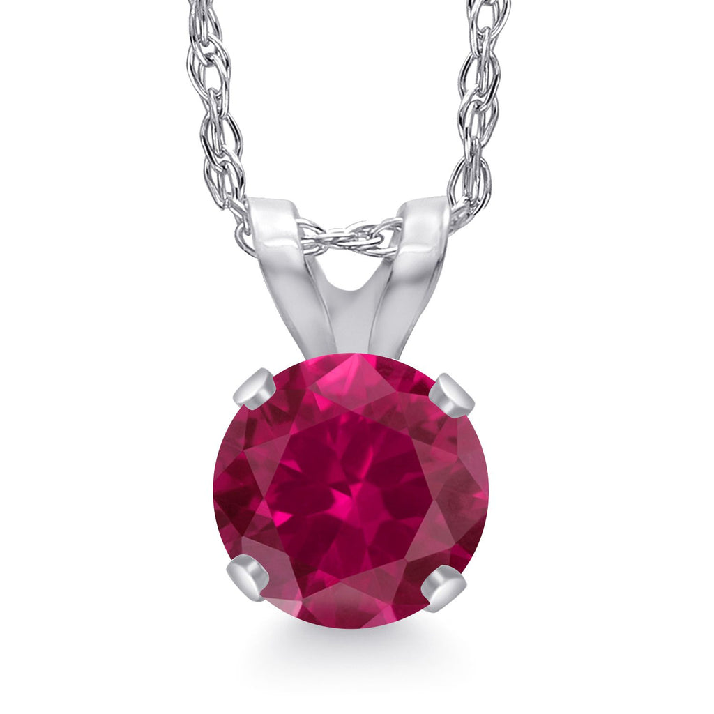 Created Ruby - July_Pendant in 14K White Gold