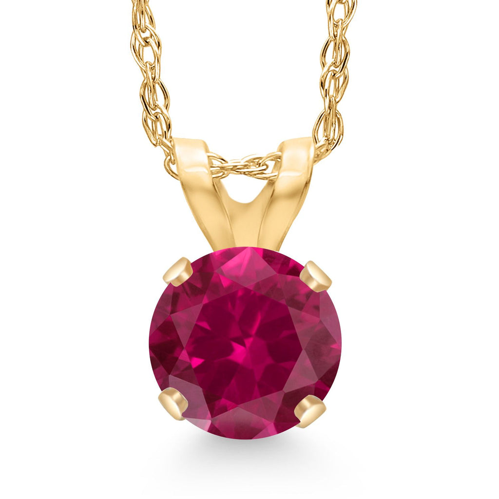 Created Ruby - July_Pendant in 14K Yellow Gold