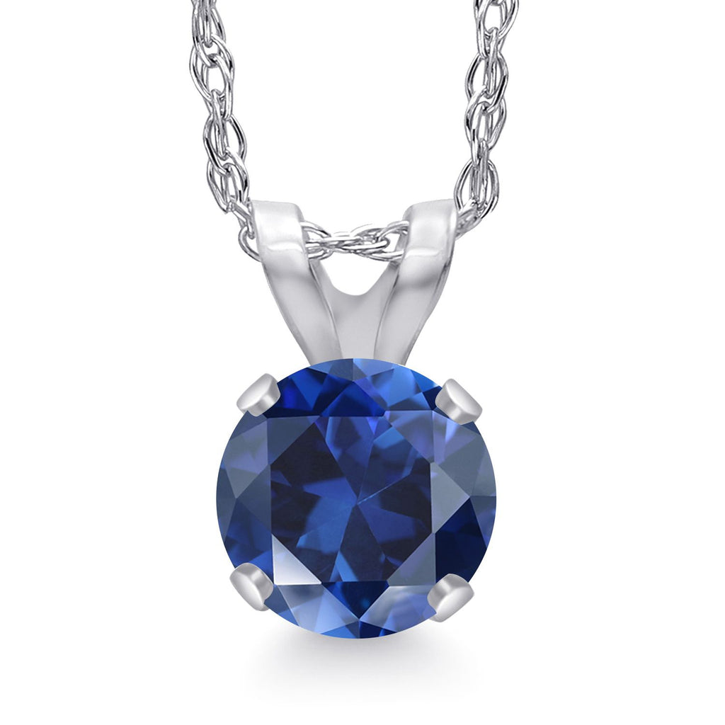 Created Sapphire - September_Pendant in 14K White Gold