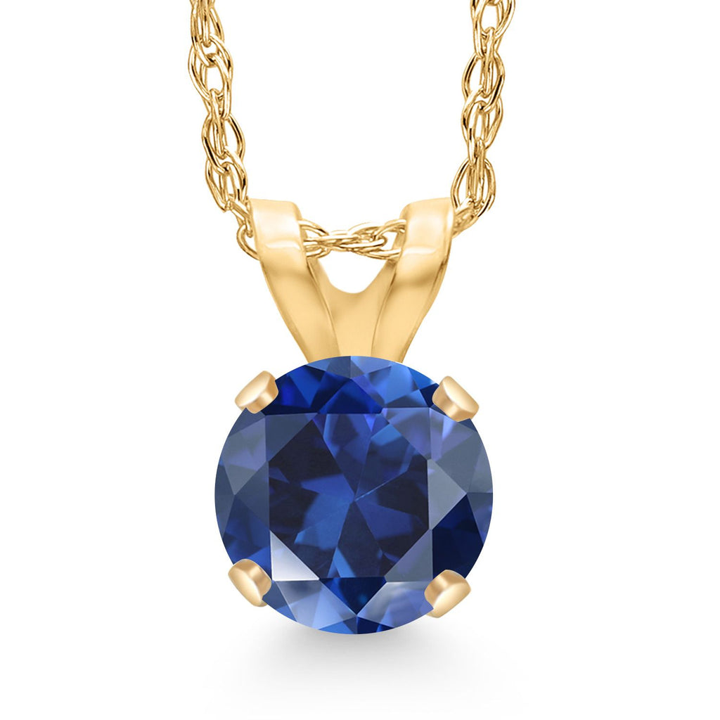 Created Sapphire - September_Pendant in 14K Yellow Gold
