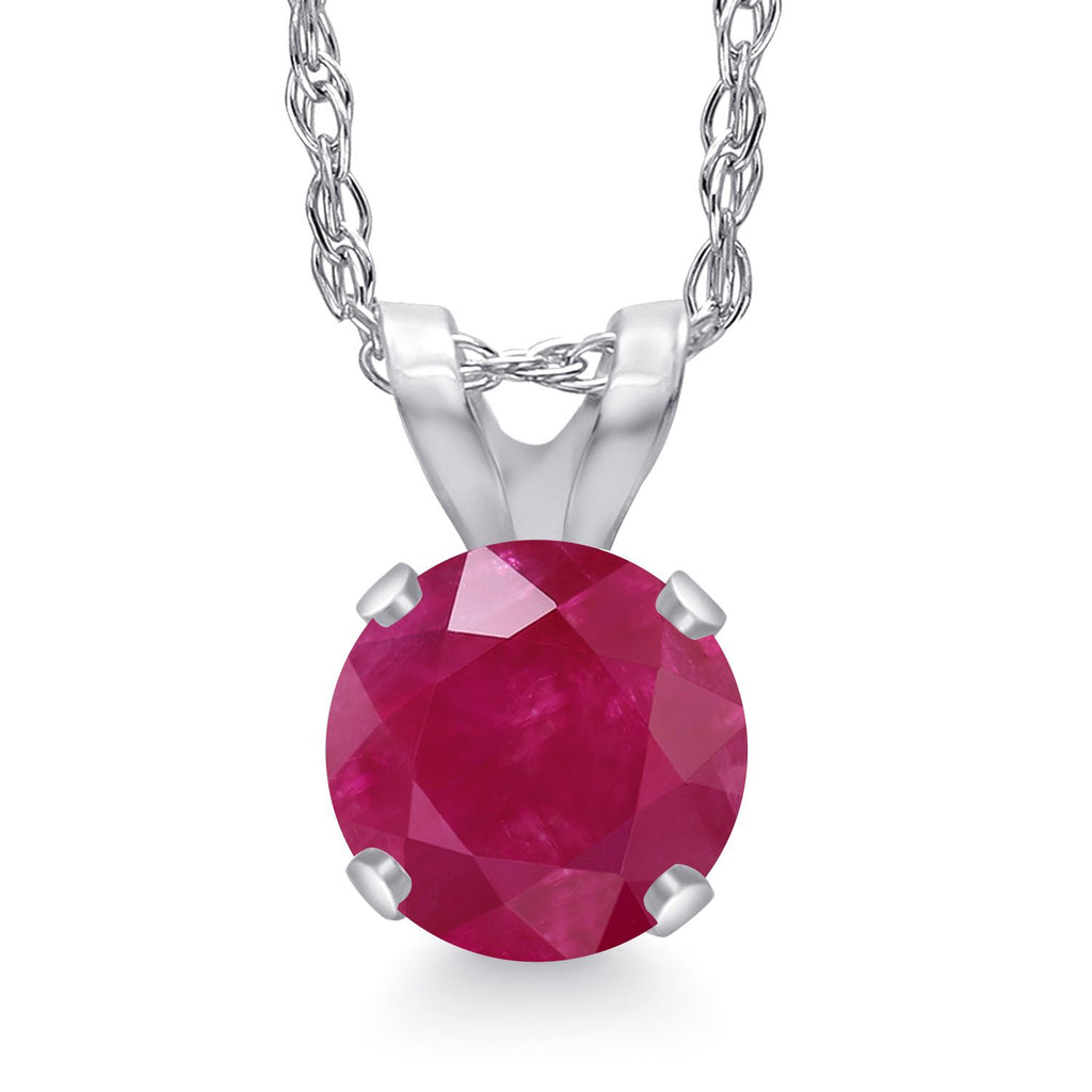 Ruby - July_Pendant in 14K White Gold
