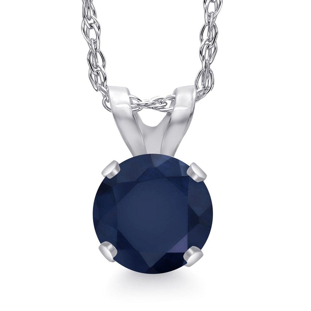 Blue Sapphire - September_Pendant in 14K White Gold