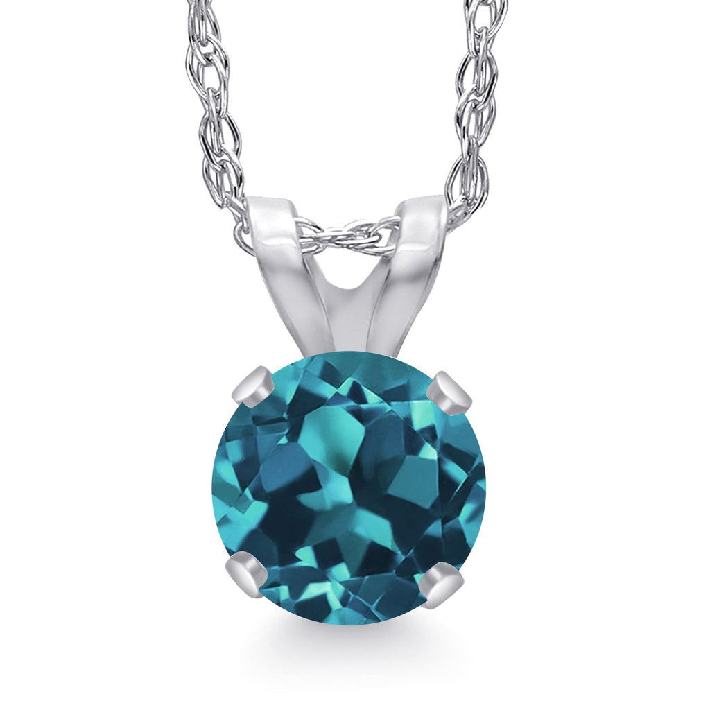 London Blue Topaz - November_Pendant in 14K White Gold