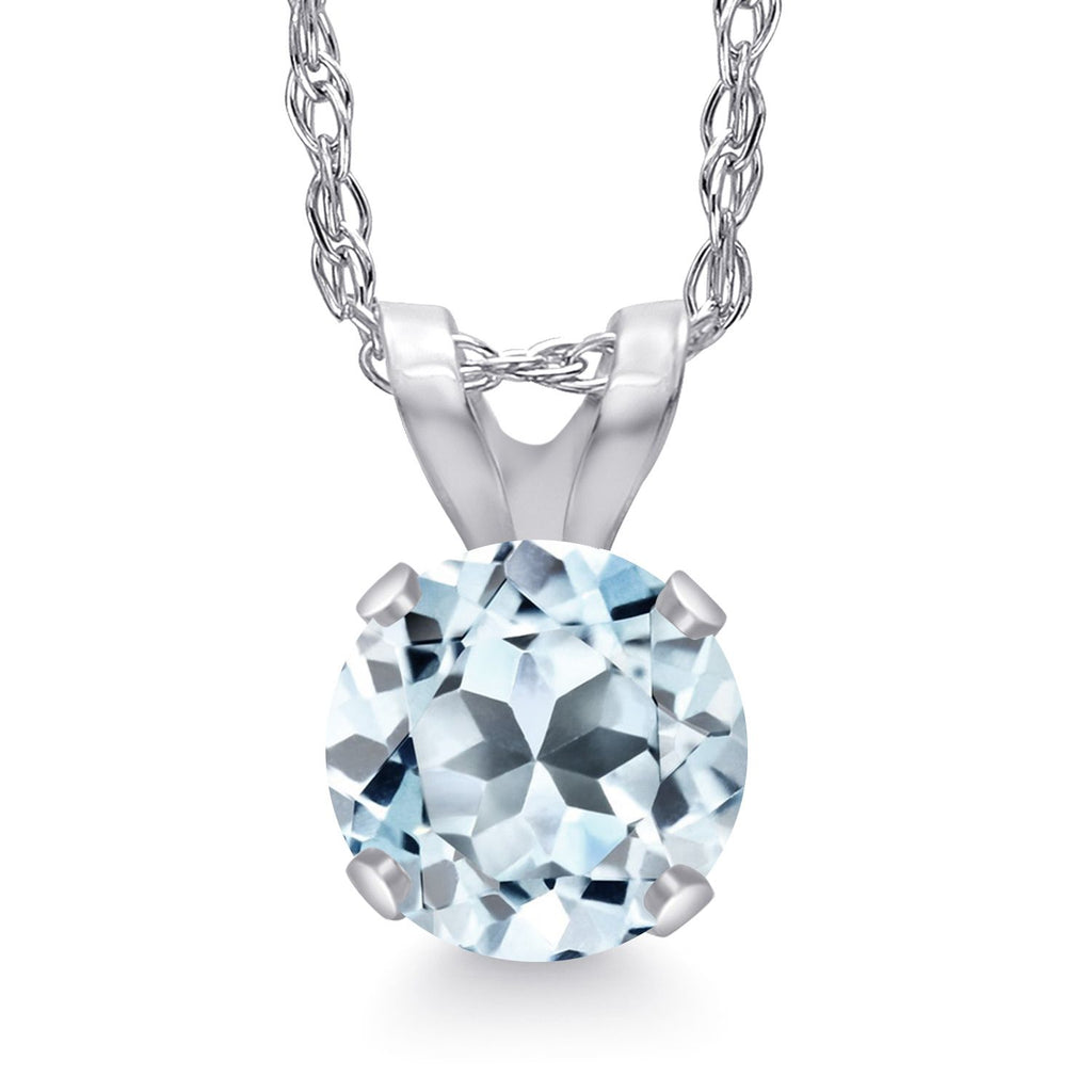 Sky Blue Topaz - November_Pendant in 14K White Gold
