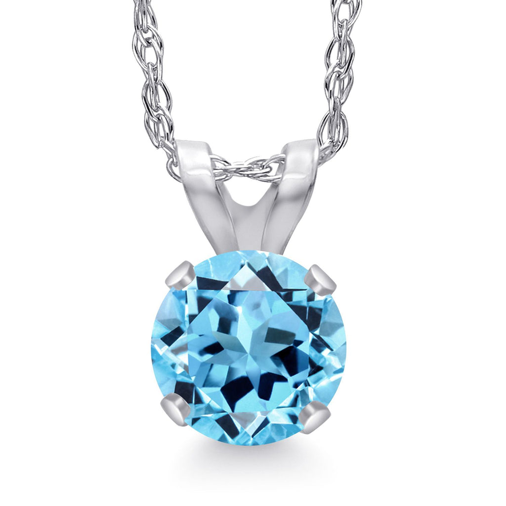 Swiss Blue Topaz - November_Pendant in 14K White Gold