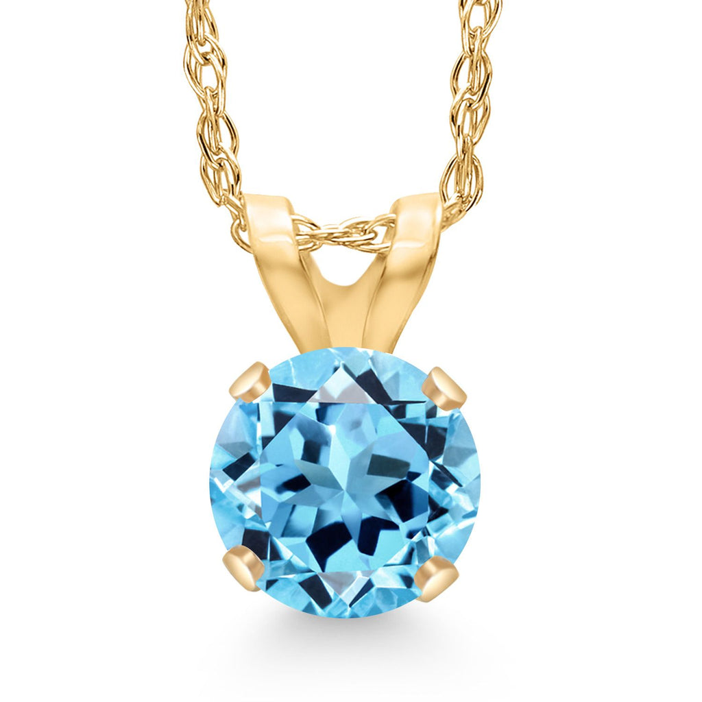 Swiss Blue Topaz - November_Pendant in 14K Yellow Gold