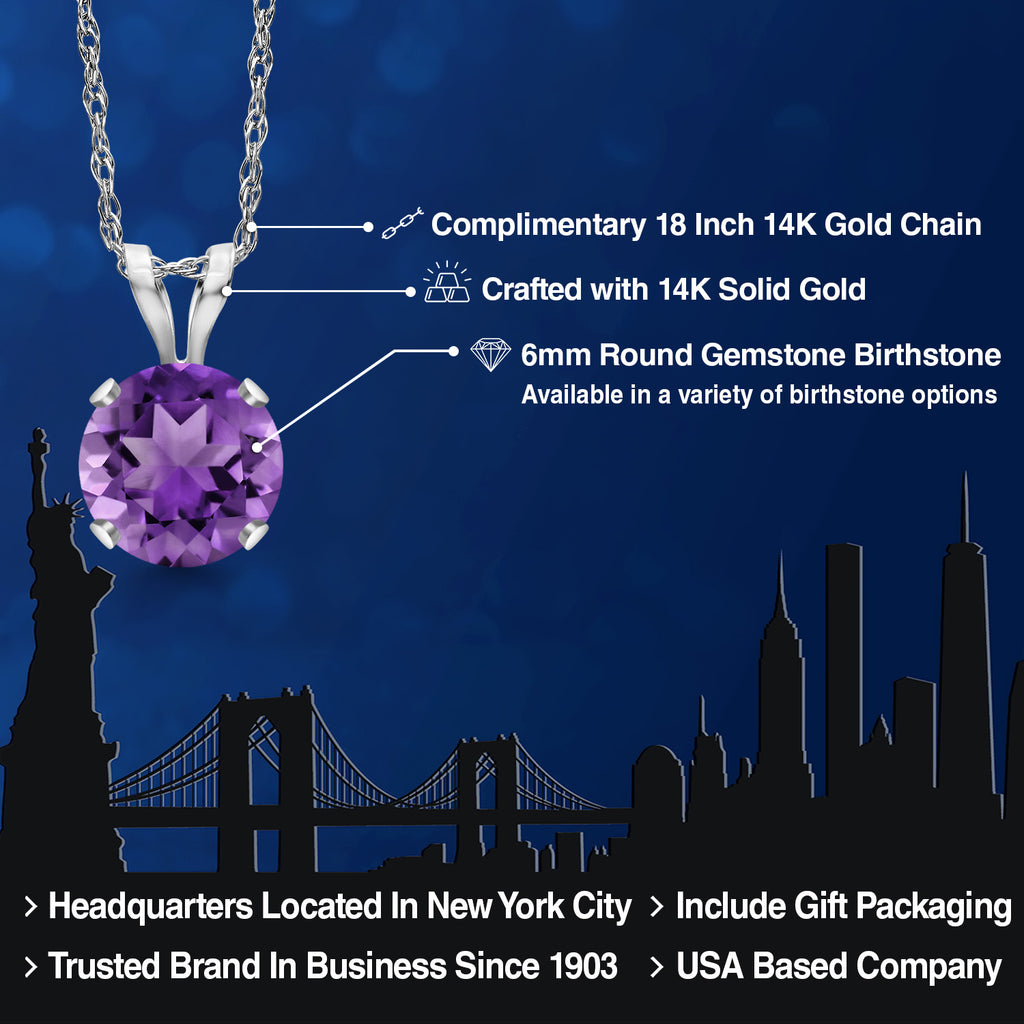Amethyst - February_14K White Gold_Pendant in 14K White Gold