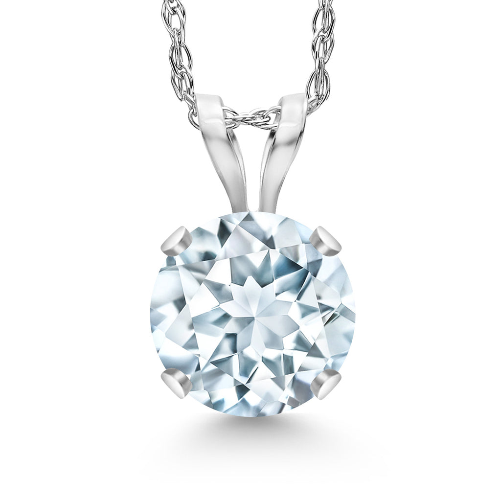 Aquamarine - March_14K White Gold_Pendant in 14K White Gold