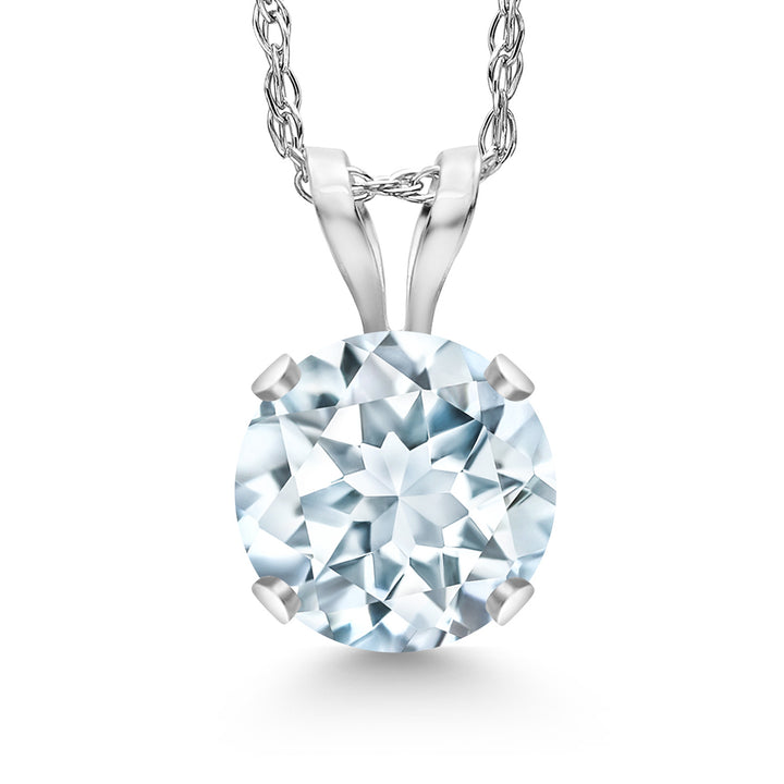 Aquamarine - March_14K White Gold_Pendant in 14K White Gold